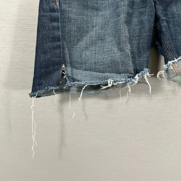 7 For All Mankind Jean Shorts Womens 27 Flynt Blue Cotton Stretch  Raw Hems - Picture 4 of 12